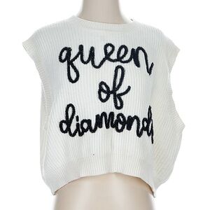 Queen of Sparkles “Queen of Diamonds” Baseball Sweater Vest, Size XS